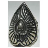 A LARGE STERLING SILVER RING 17.10GRS