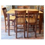 15 - COUNTER HEIGHT DINING TABLE W/ SIX CHAIRS