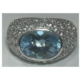 STERLING SILVER TOPAZ RING 10.6 GRS