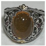 SIGNED STERLING SILVER GEMSTONE RING 10.3 GRS