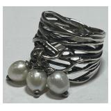 STERLING SILVER DANGLING PEARL 9.2 GRS