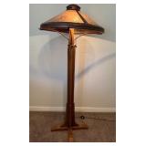 15 - MICA LAP CO COPPER & WOOD FLOOR LAMP