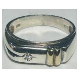 STERLING SILVER/14K RING 5.2 GRS