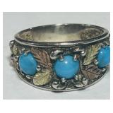 STERLING SILVER TURQUOISE RING 4.8 GRS