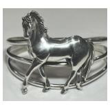 STERLING SILVER SIGNED HORSE CUFF BRACELET 38 GRS
