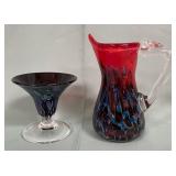 11 - ART GLASS PITCHER & CUP (M24)