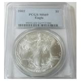 2002 AMERICAN EAGLE SILVER DOLLAR MS69
