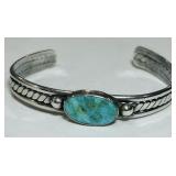 STERLING SILVER TURQUOISE CUFF BRACELET 12.40GRS