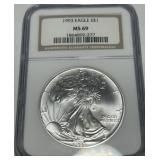 1993 AMERICAN EAGLE SILVER DOLLAR MS69