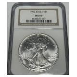1992 AMERICAN EAGLE SILVER DOLLAR MS69