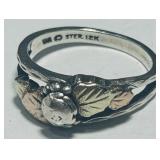 STERLING SILVER /12K BLACK HILLS RING 3.3 GRS