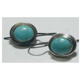 STERLING SILVER TURQUOISE EARRINGS 6.9 GRS