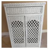 11 - WHITE WICKER CABINET