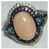 STERLING SILVER GEMSTONES RING 5.5 GRS