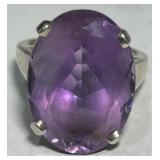 STERLING SILVER AMETHYST RING 11 GRS