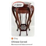 11 - CARVED WOOD ART/ PLANT STAND 35"T
