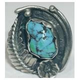 STERLING SILVER TURQUOISE RING 6.1 GRS