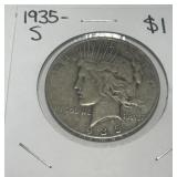 1935-S PEACE SILVER DOLLAR