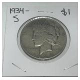 1934-S PEACE SILVER DOLLAR