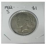 1922-S PEACE SILVER DOLLAR