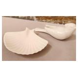 11 - LENOX SHELL DISH & BIRD FIGURINE (M93)