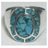 STERLING SILVER TURQUOISE RING 8.7 GRS