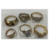 LOT OF SIX COSTUME RINGS