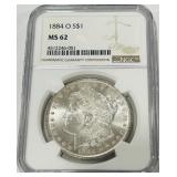 1884 O MORGAN SILVER DOLLAR MS62