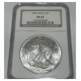 1986 AMERICAN EAGLE SILVER DOLLAR MS69