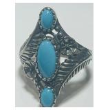 STERLINS SILVER TURQUOISE RING 7.5 GRS