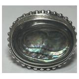 STERLING SILVER ABALONE RING 12.9 GRS