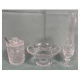 11 - VINTAGE BISCUIT JAR, CANDY DISH & BUD VASE