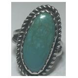 STERLING SILVER TURQUOISE RING 7.1 GRS