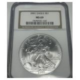2001 AMERICAN EAGLE SILVER DOLLAR MS69