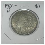 1921-D MORGAN SILVER DOLLAR