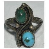 STERLING SILVER TURQUOISE RING 3 GRS