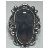STERLING SILVER AGATE RING 5.1 GRS
