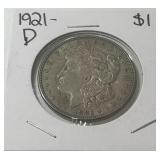 1921-D MORGAN SILVER DOLLAR