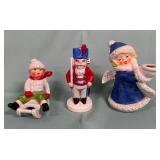 11 - LOT OF CHRISTMAS CANDLE HOLDERS & FIGURINE (M