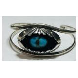 STERLING SILVER TURQUOISE CUFF BRACELET 19.90GRS