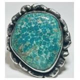 STERLING SILVER TURQUOISE RING 19 GRS