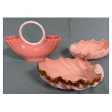 11 - VINTAGE LENOX CORAL PINK CANDY DISH & VASE