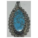 STERLING SILVER TURQUOISE PENDANT 12.6 GRS