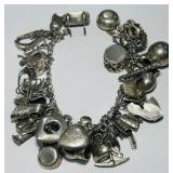 STERLING SILVER WESTERN THEMED CHARM BRACELET
