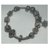 STERLING SILVER PANDORA CHARM BRACELET 56 GRS