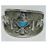 STERLING SILVER TURQUOISE RING 3.90GRS