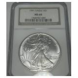 1991 AMERICAN EAGLE SILVER DOLLAR MS69
