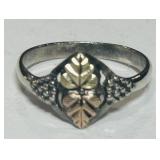 BLACK HILLS STERLING SILVER/10K RING 2 GRS