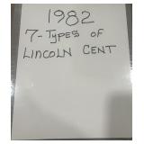 1982 7 TYPES OF LINCOLN CENT