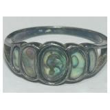 STERLING SILVER ABALONE SHELL RING 4.3 GRS